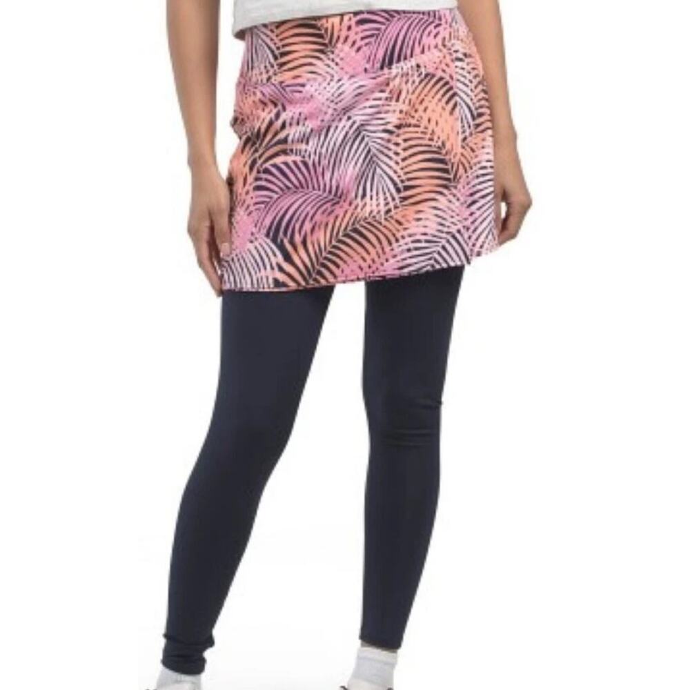 Tommy Bahama Everyday Active Tropical Leaves Golf Tennis Skort With Leggings New